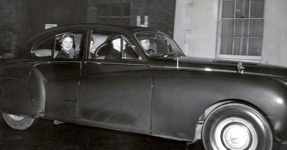 Queen Elizabeth in Her Jaguar MK VII